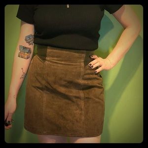 Brown suede mini skirt